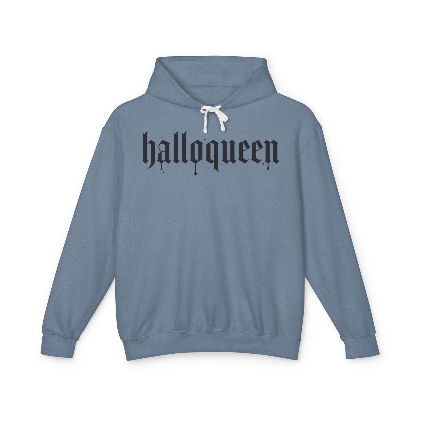 Halloween Unisex Lightweight Hoodie, Halloqueen Sweatshirt, Cute Fall Fashion, Cozy Halloween Gift, Spooky Season Apparel - IntuitiveEncBoutique