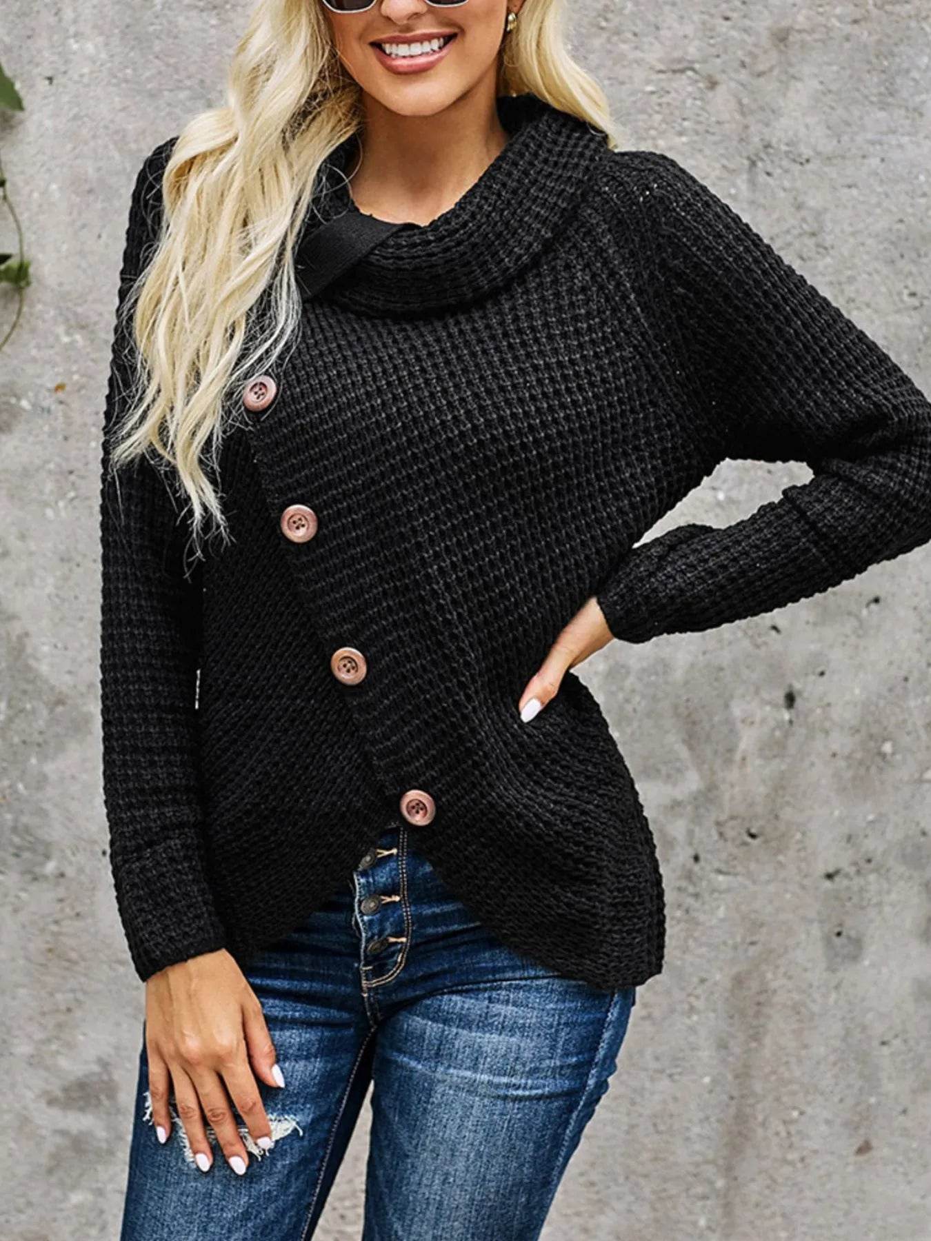 Full Size Texture Turtleneck Long Sleeve Sweater Plus Size - IntuitiveEncBoutique