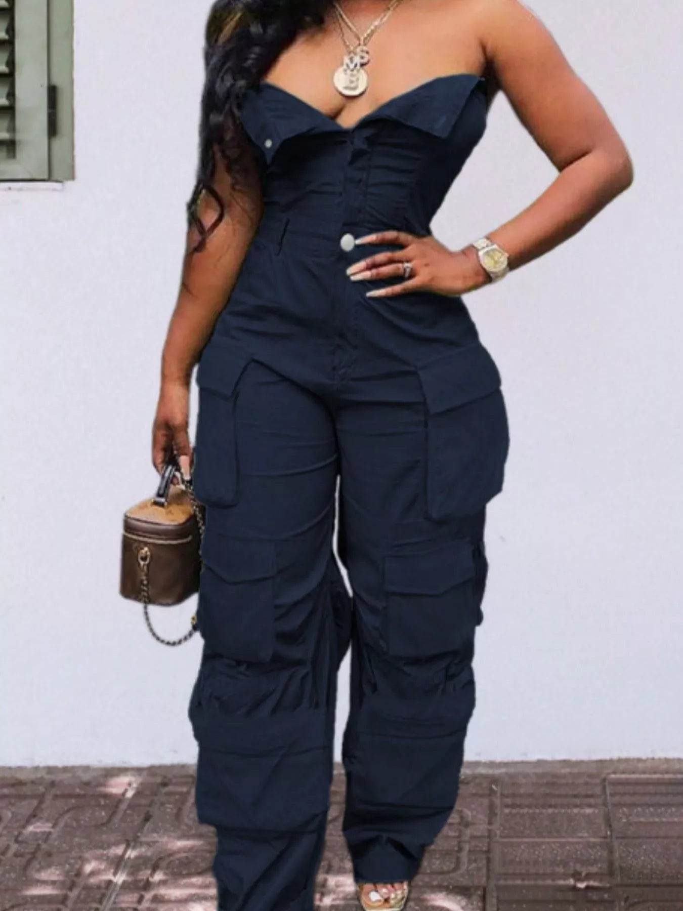 Tube Snap Down Cargo Jumpsuit - IntuitiveEncBoutique