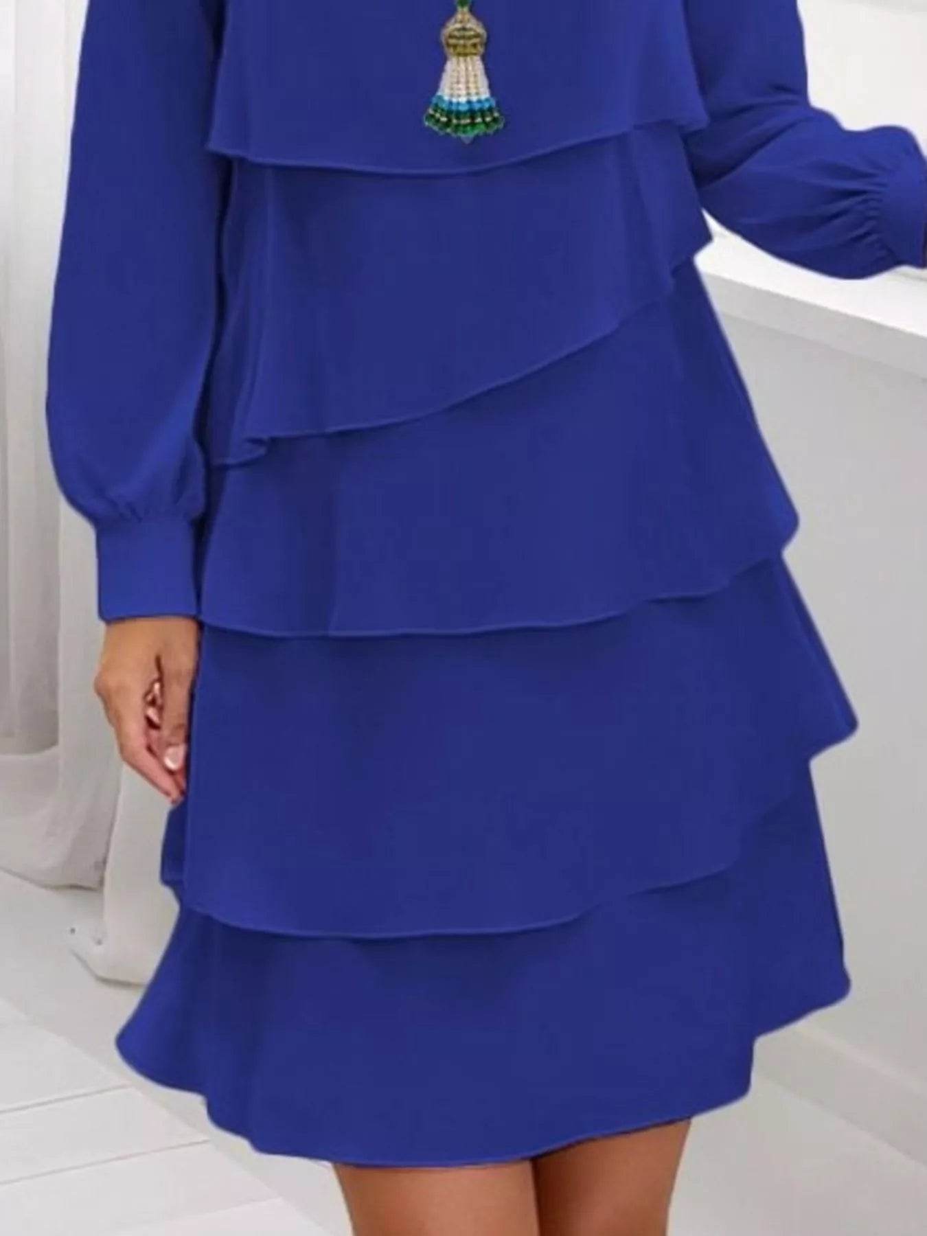 Full Size Layered Long Sleeve Mini Dress Plus Size - IntuitiveEncBoutique