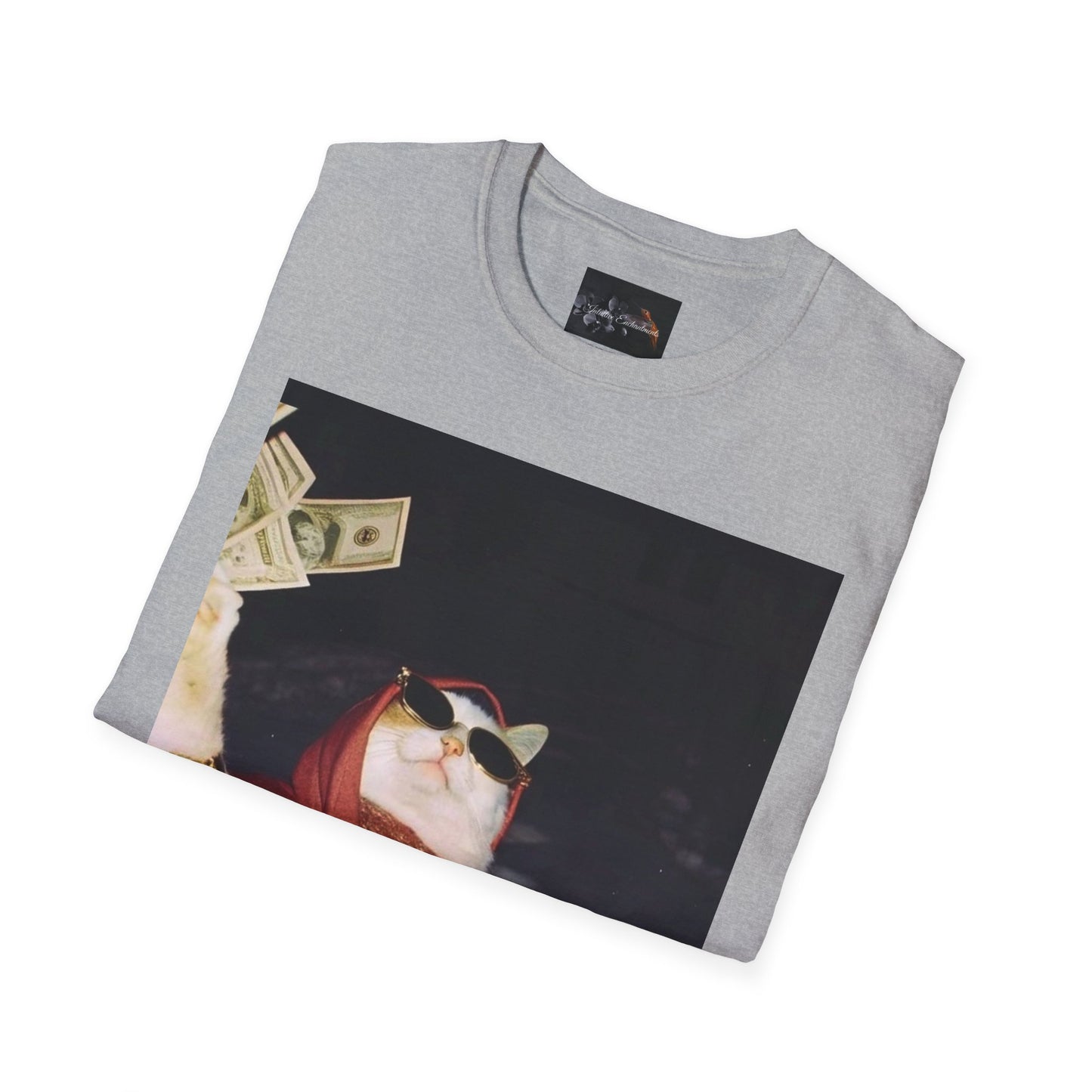 Cash Cat Unisex Softstyle T-Shirt, Funny Cat Shirt, Pet Lover Gift, Casual Wear, Birthday Gift, Unique Humor Tee