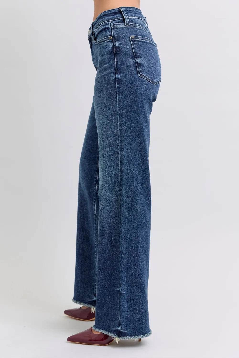 Judy Blue Full Size Raw Hem Mid Rise Jeans - IntuitiveEncBoutique