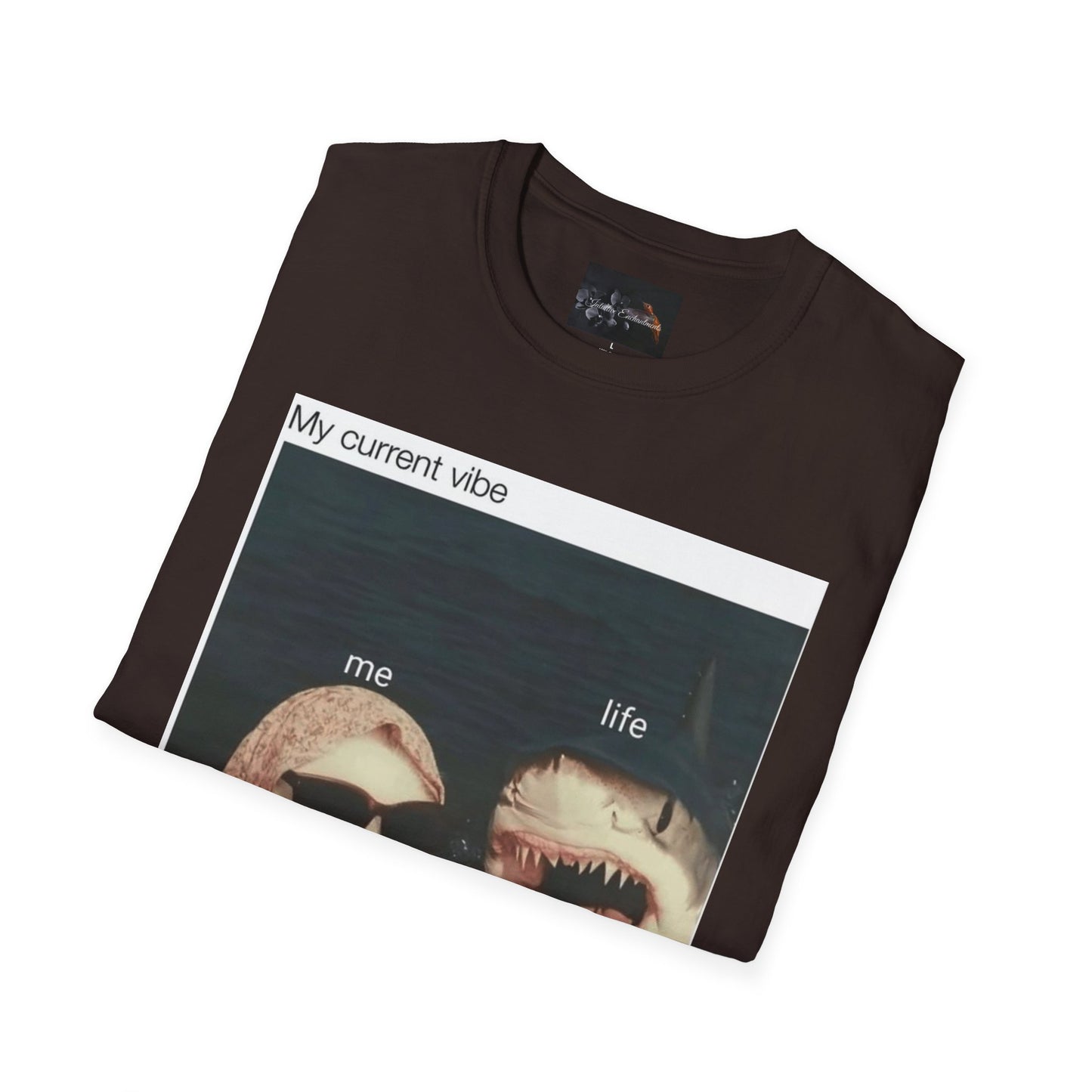 My Current Vibe T-Shirt, Funny Cat Shark Tee for Casual Outings, Unique Gift for Cat Lovers, Summer Style, Chill Vibes