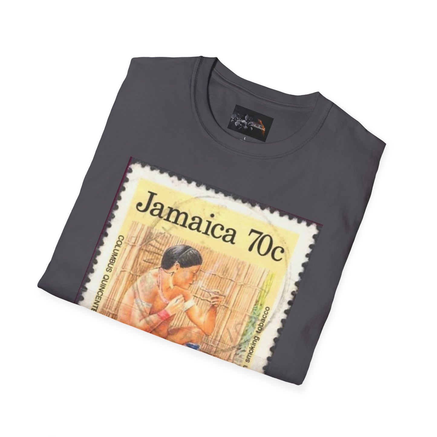 Vintage Jamaica Stamp Tee, Softstyle T-Shirt, Unisex Graphic Tee, Bohemian Style Shirt, Travel Lovers Apparel, Cool Gift Idea
