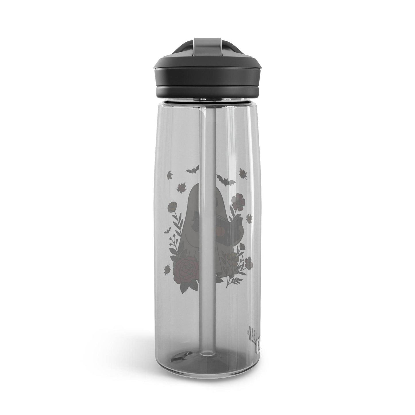 Halloween Ghost Water Bottle, Cute Halloween Drinkware, Eco-Friendly Bottle, Fall Hydration, Floral Ghost Design - IntuitiveEncBoutique