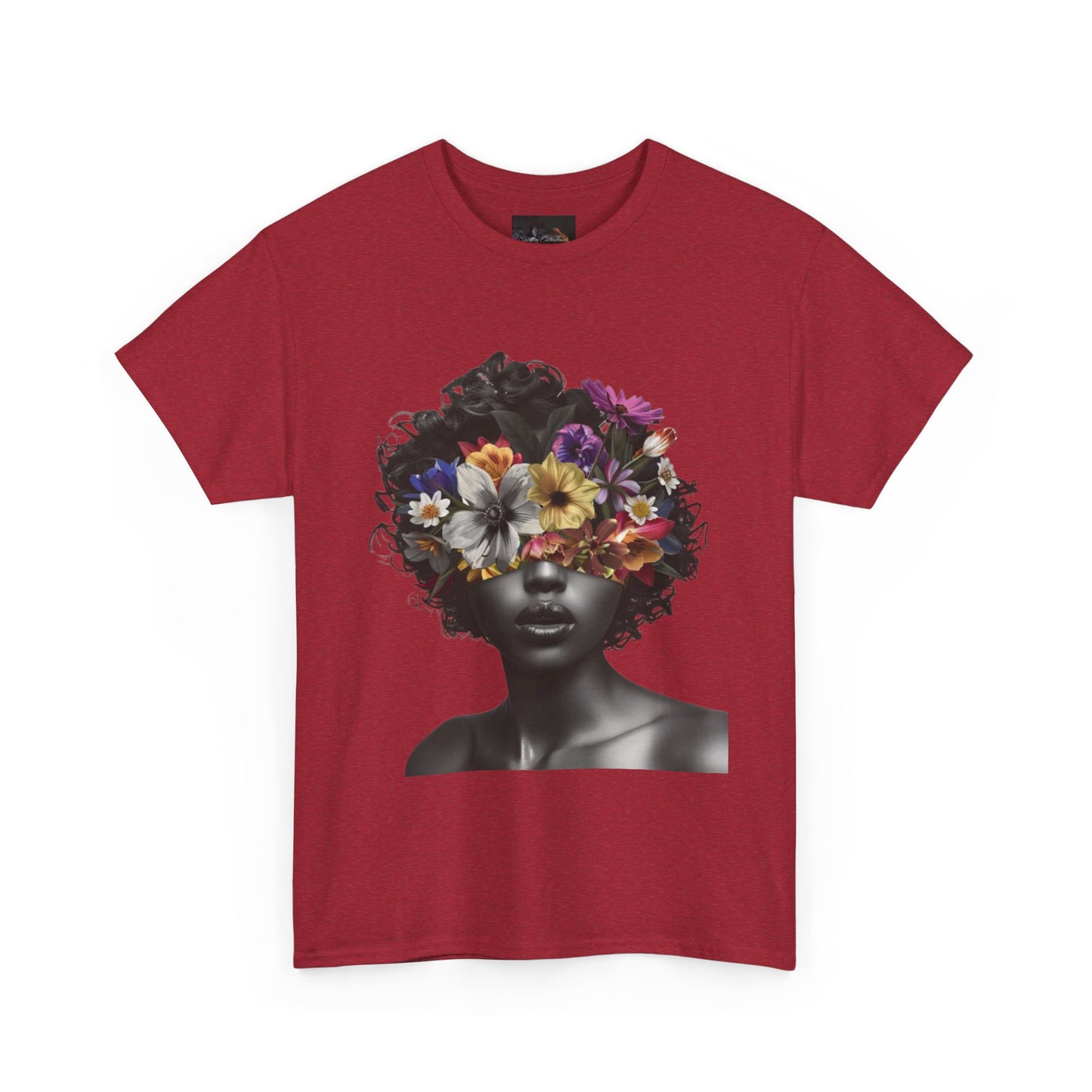 Floral Goddess Unisex Heavy Cotton Tee | Flower Graphic Tee, Boho Style, Casual Wear, Unique Gift, Art Tee