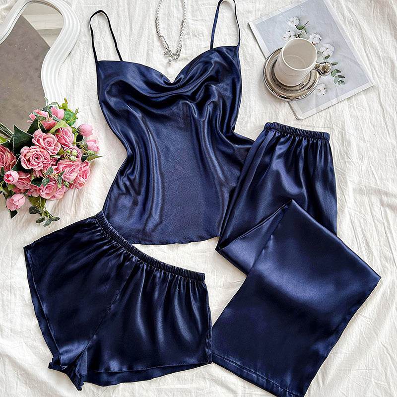 satin Sleeping Shorts Sexy Pajama Set - IntuitiveEncBoutique