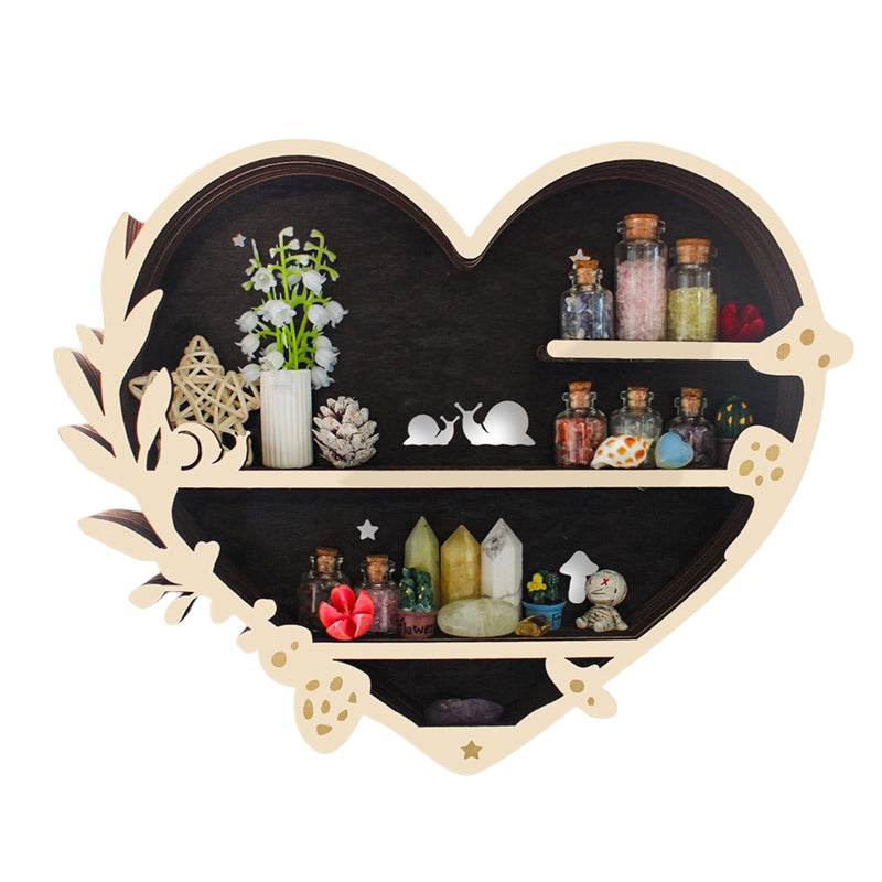 Adorable Mushroom - themed Decor. Wall - mounted Wooden Floating Mushroom Shelf. Ideal as a Crystal Display Shelf or a Rock Gem - IntuitiveEncBoutique