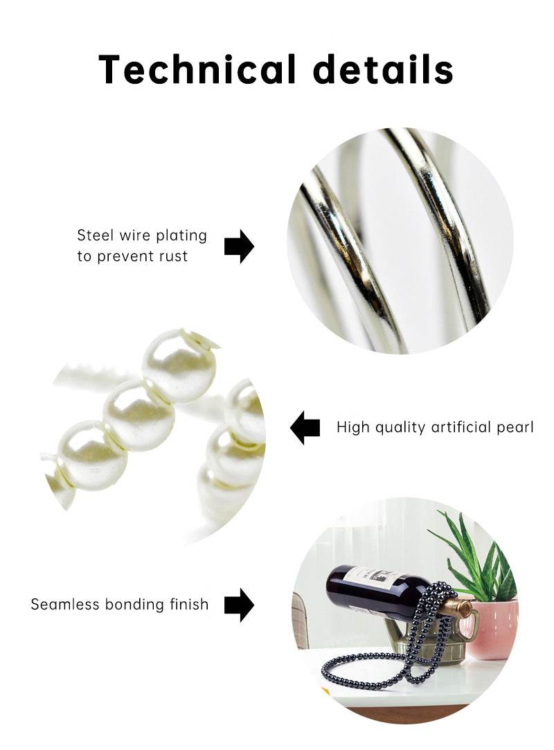 Pearl Necklace Stainless Steel Wine Rack Wine Pedestal Clamp Holder Suspension Champagne Whisky Small Ornaments - IntuitiveEncBoutique