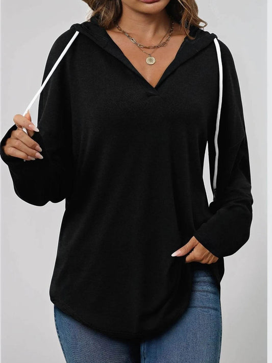 Full Size Drawstring Long Sleeve Hoodie Plus Size - IntuitiveEncBoutique
