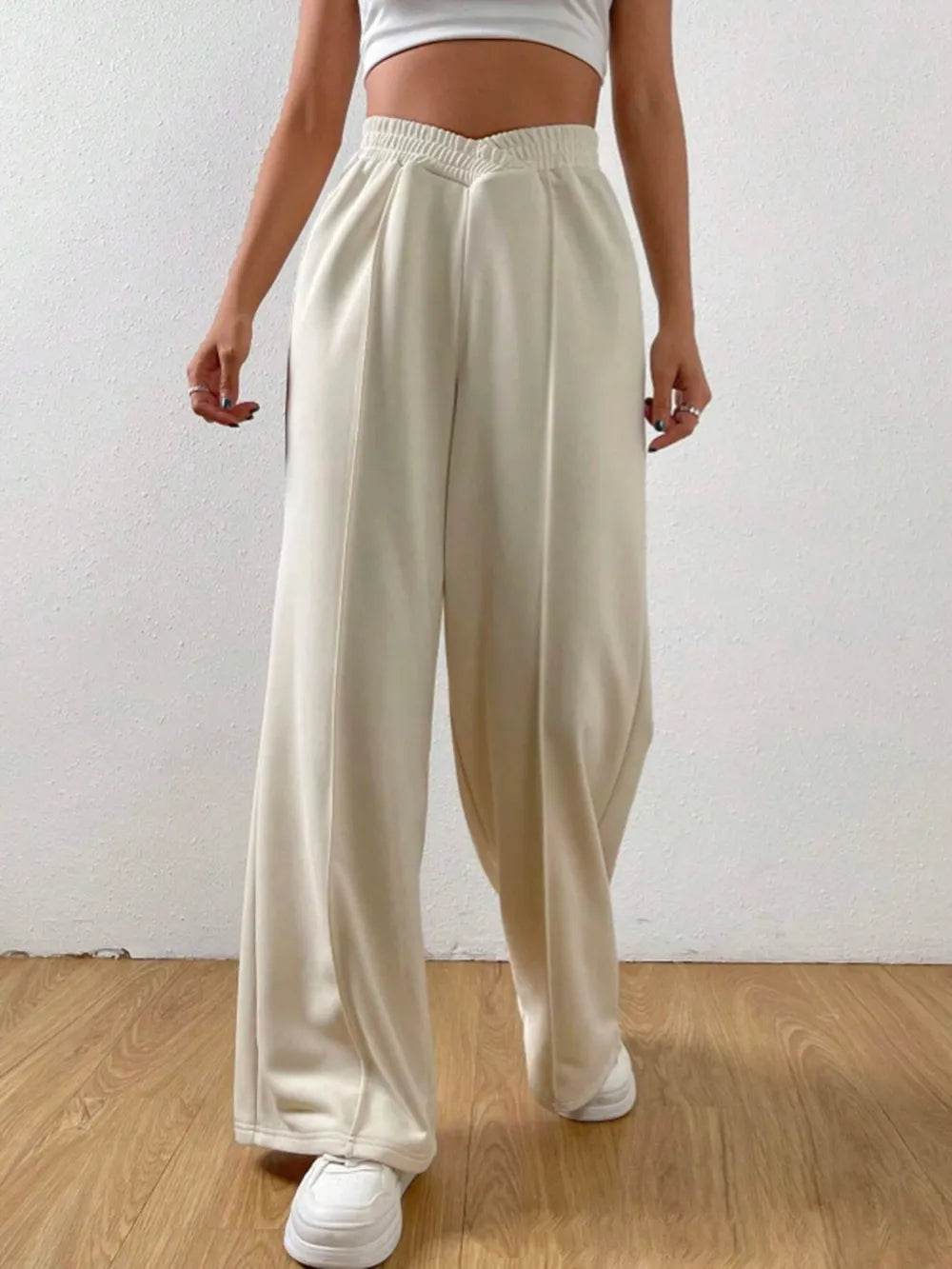 Elastic Waist Wide Leg Pants - IntuitiveEncBoutique