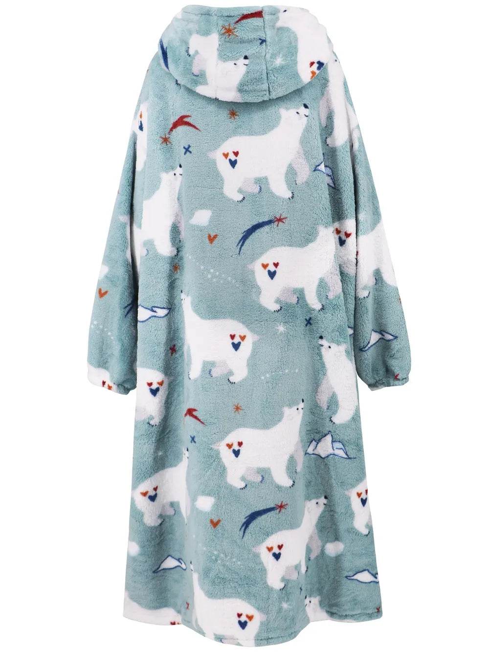 Fuzzy Pocketed Long Sleeve Hooded Lounge Dress - IntuitiveEncBoutique