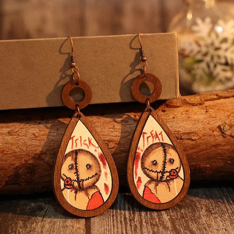 Wooden Teardrop Shape Earrings - IntuitiveEncBoutique