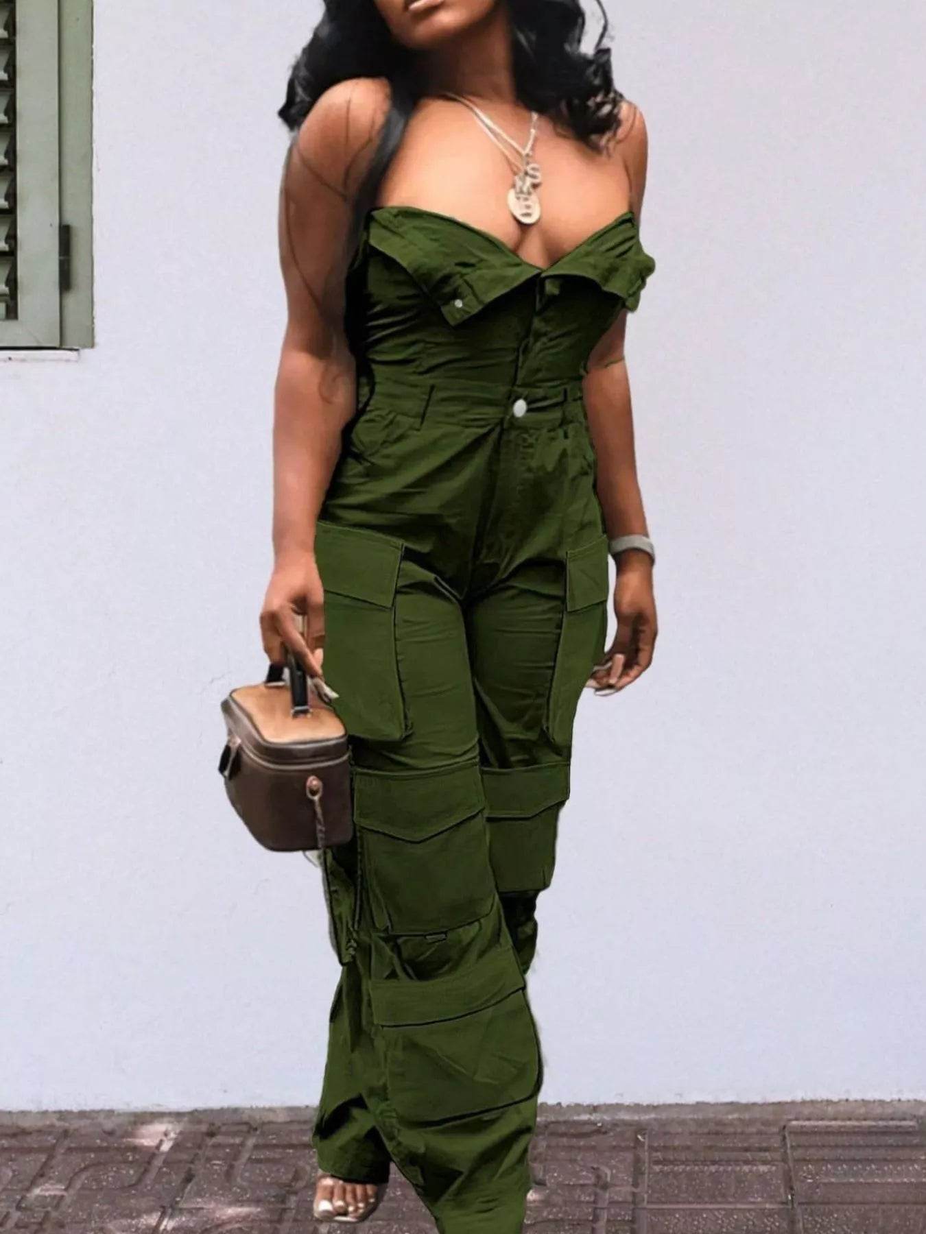 Tube Snap Down Cargo Jumpsuit - IntuitiveEncBoutique