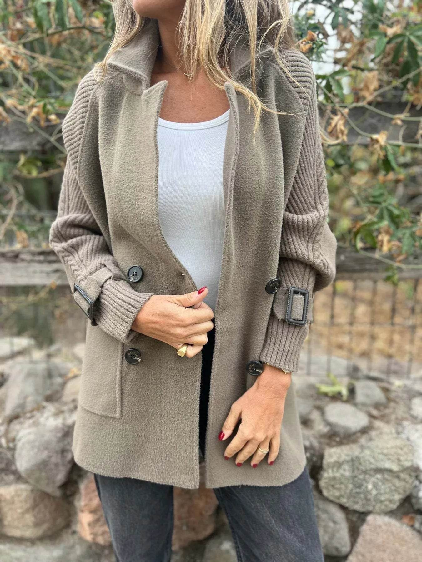 Full Size Texture Knit Longline Coat Plus Size - IntuitiveEncBoutique