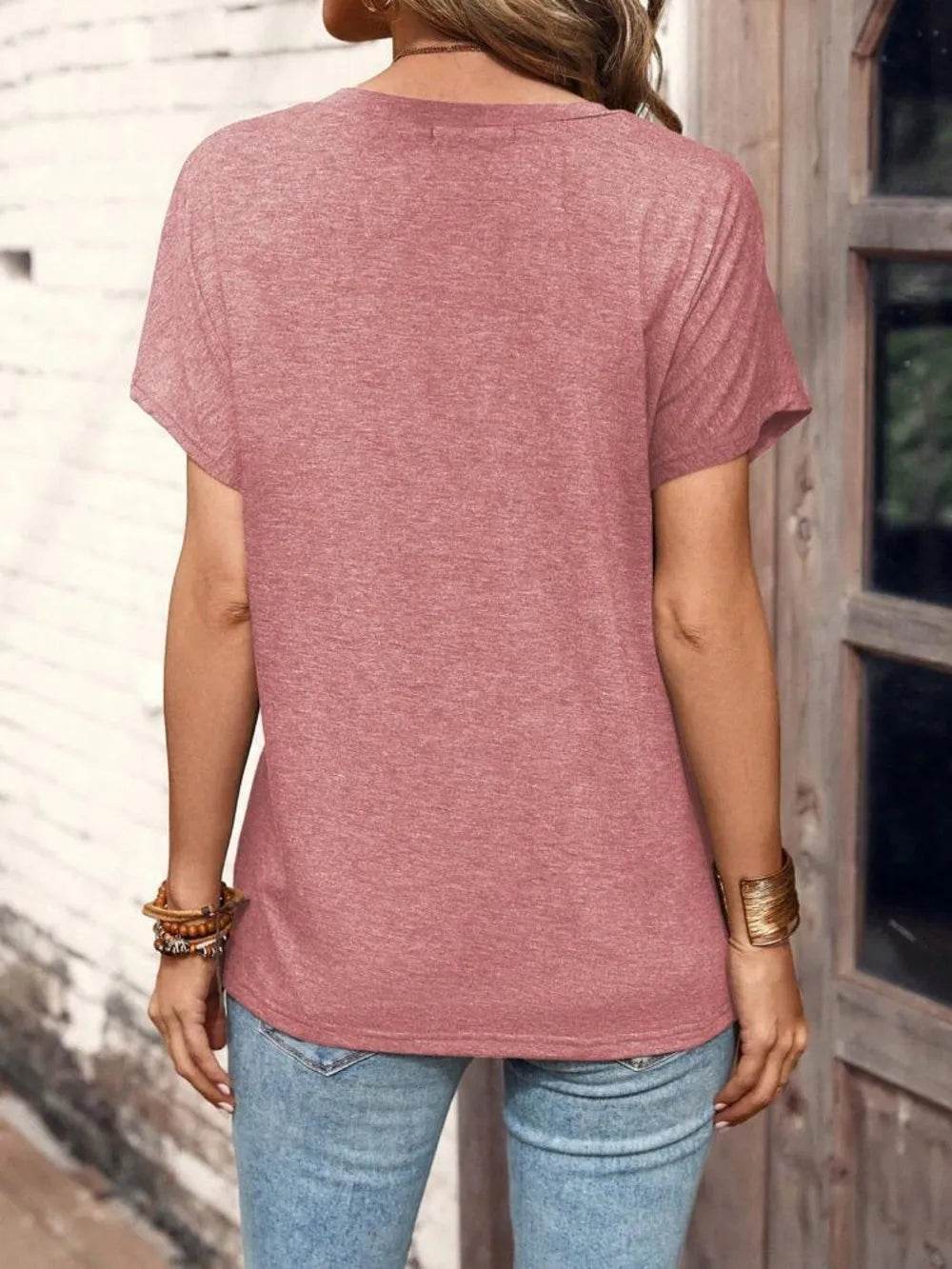 Half Button Short Sleeve Top - IntuitiveEncBoutique