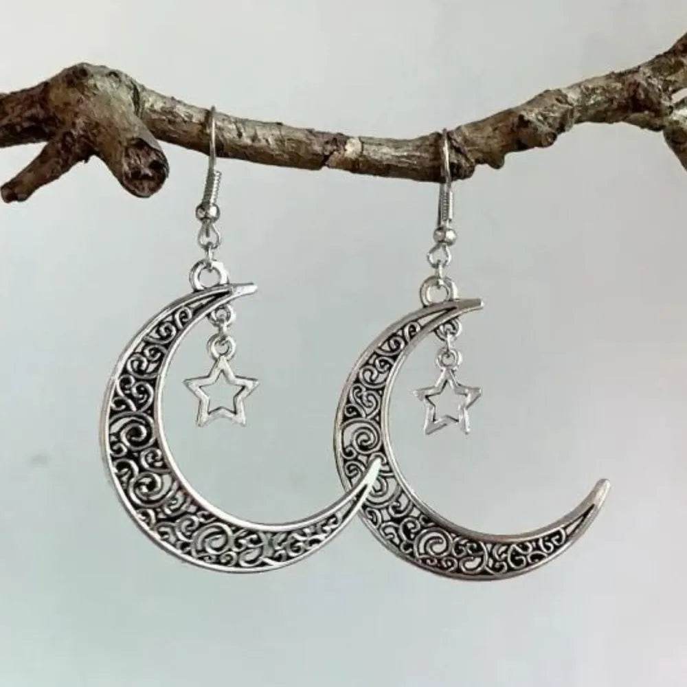 Alloy Cutout Moon Earrings - IntuitiveEncBoutique
