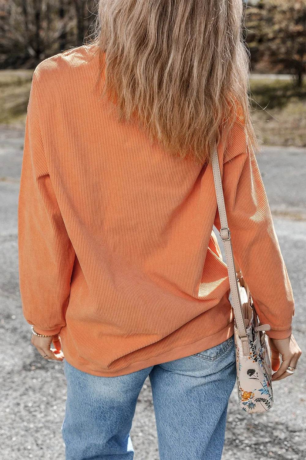 Sequin Pumpkin Round Neck Long Sleeve Sweatshirt - IntuitiveEncBoutique