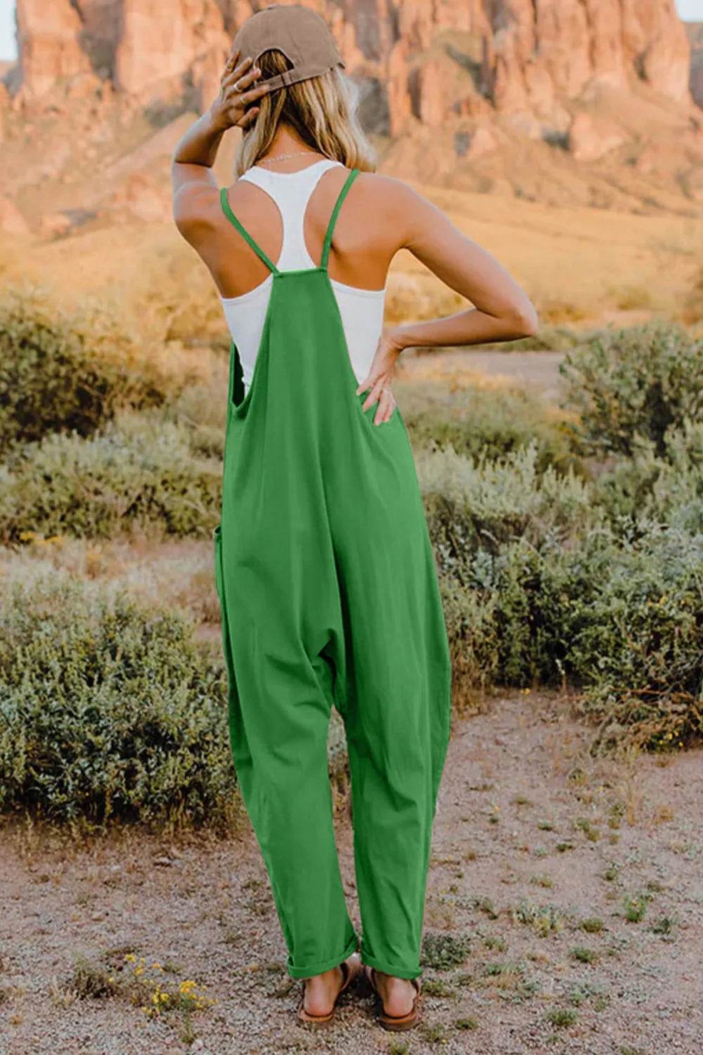 Double Take Full Size V-Neck Sleeveless Jumpsuit with Pockets - IntuitiveEncBoutique