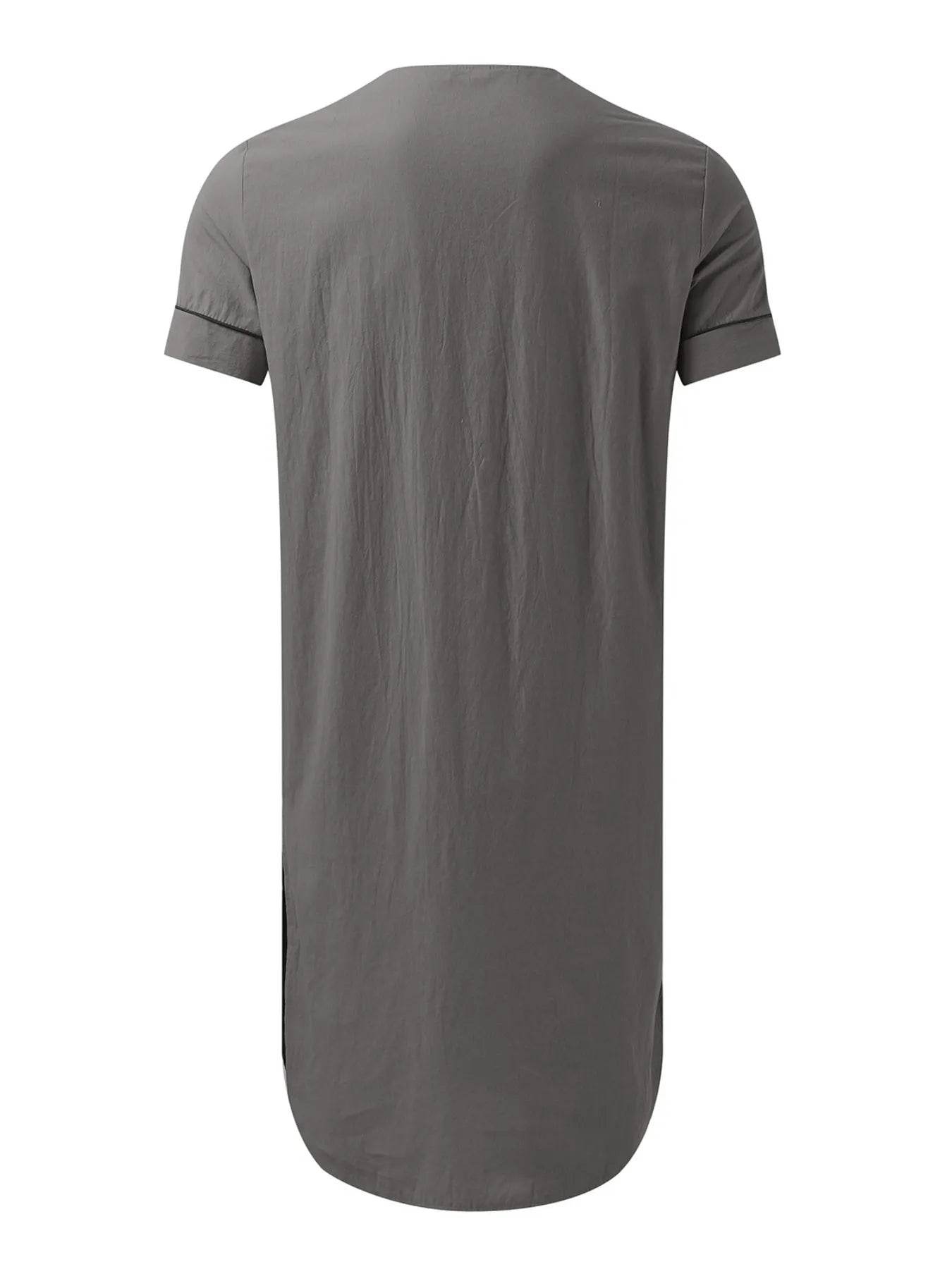 Men's Full Size Button Detail Short Sleeve Lounge Dress Plus Size - IntuitiveEncBoutique
