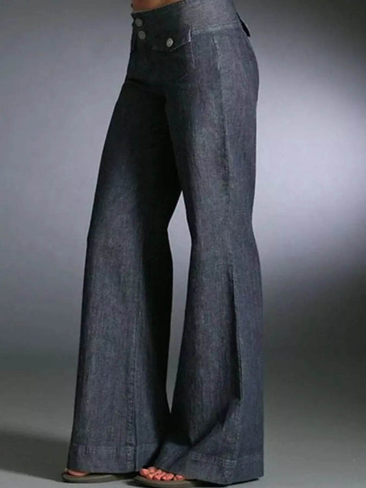 Full Size High-Waisted Wide-Leg Wash Jeans Plus Size - IntuitiveEncBoutique