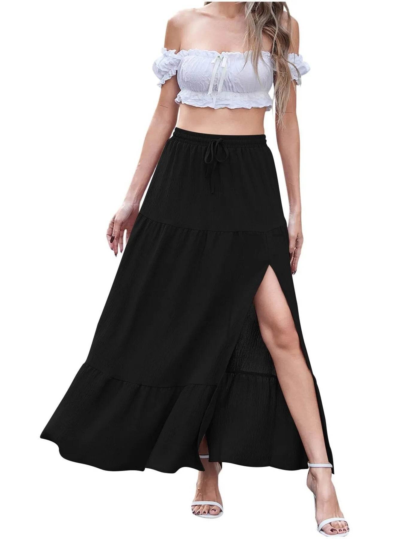 Full Size Slit Maxi Skirt Plus Size - IntuitiveEncBoutique