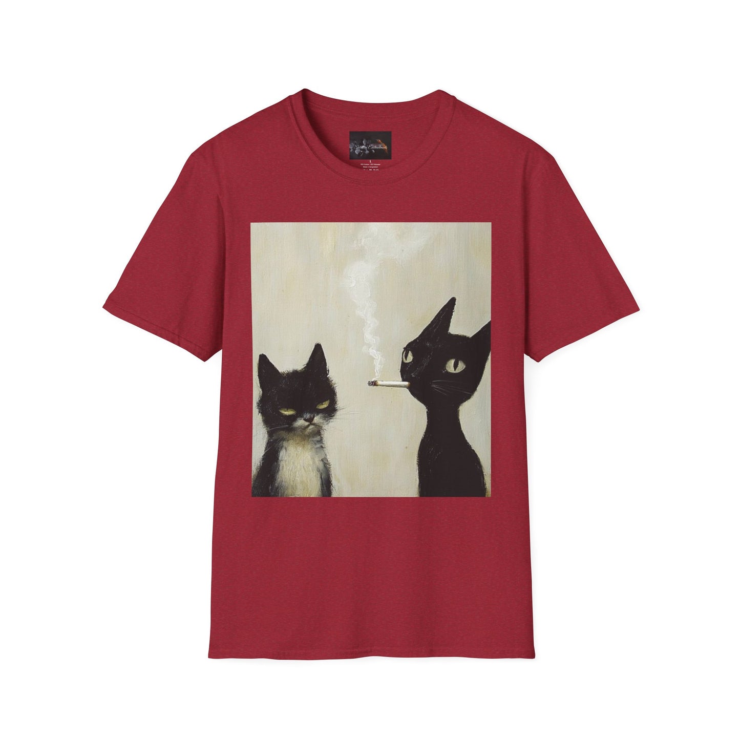Cool Cat Art Unisex Softstyle T-Shirt, Vintage Cat Illustration, Perfect Gift for Cat Lovers, Casual Streetwear, Unique Pet Tee
