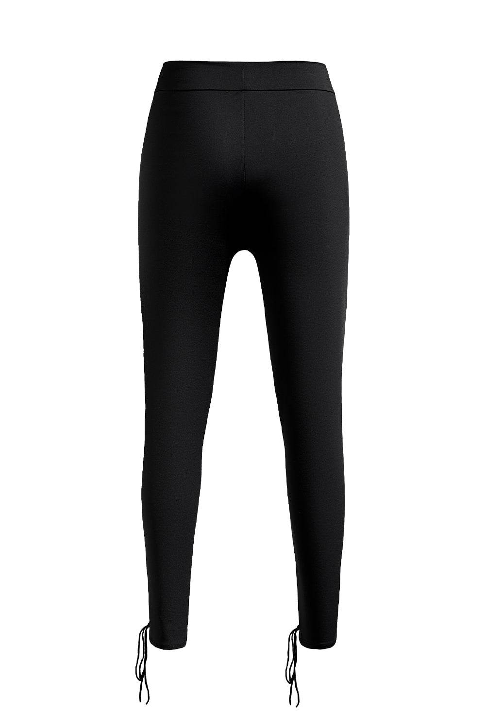 Black Grommet Lace Up Front Leggings - IntuitiveEncBoutique