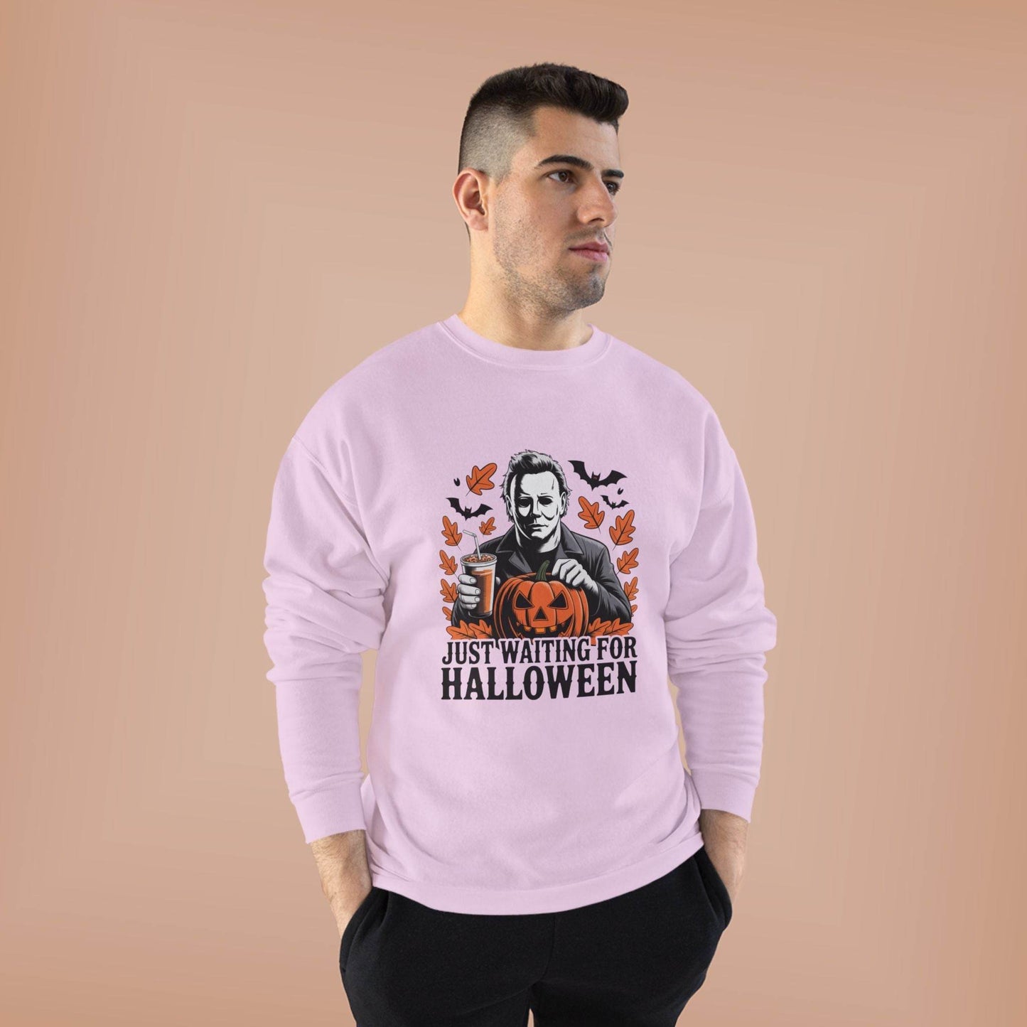 Halloween Sweatshirt - Just Waiting for Halloween | Unisex Crewneck Pullover, Fall Fashion, Halloween Gift, Cozy Sweater, Eco-Friendly Wear - IntuitiveEncBoutique