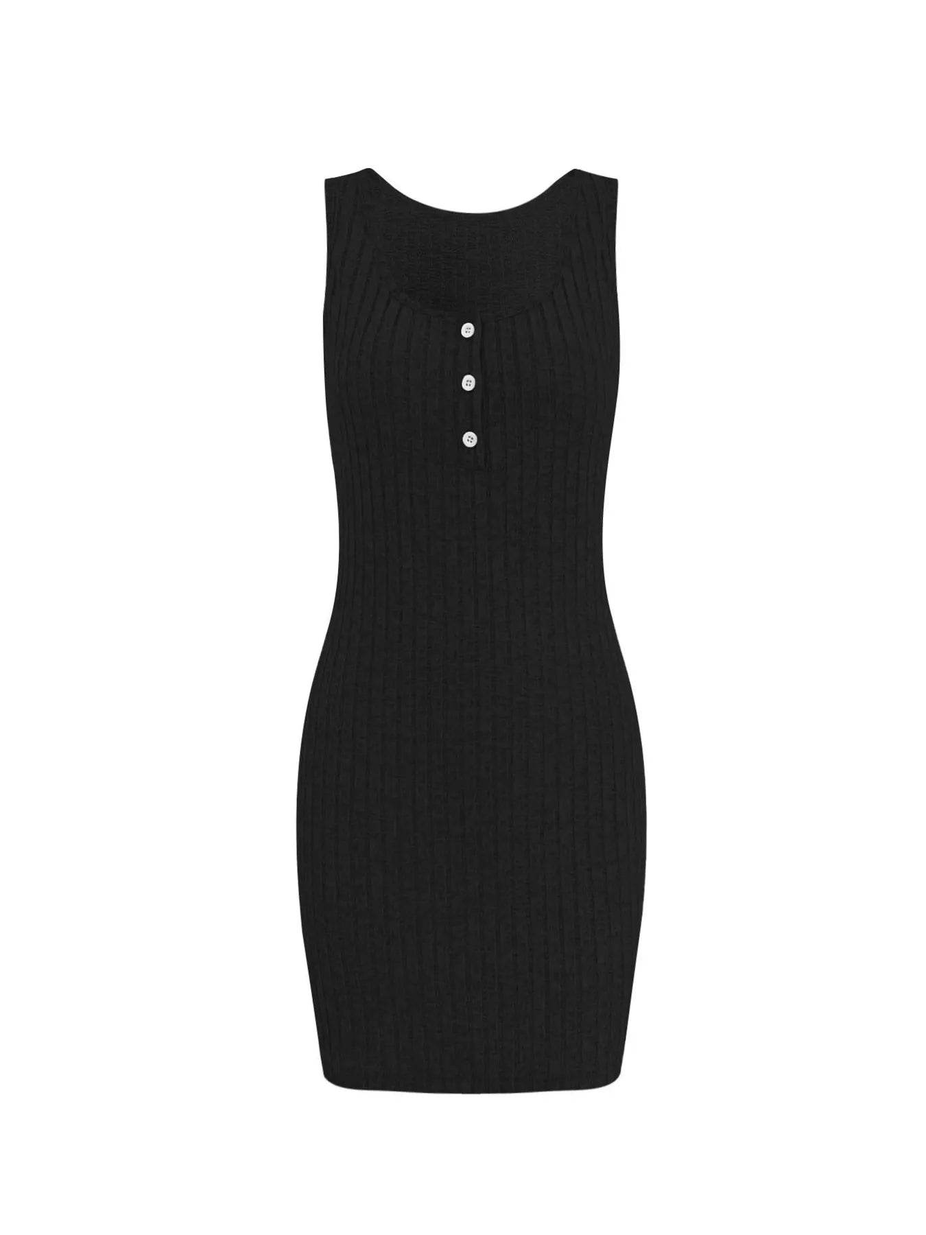 Ribbed Button Front Dress and Cardigan Sweater Set - IntuitiveEncBoutique