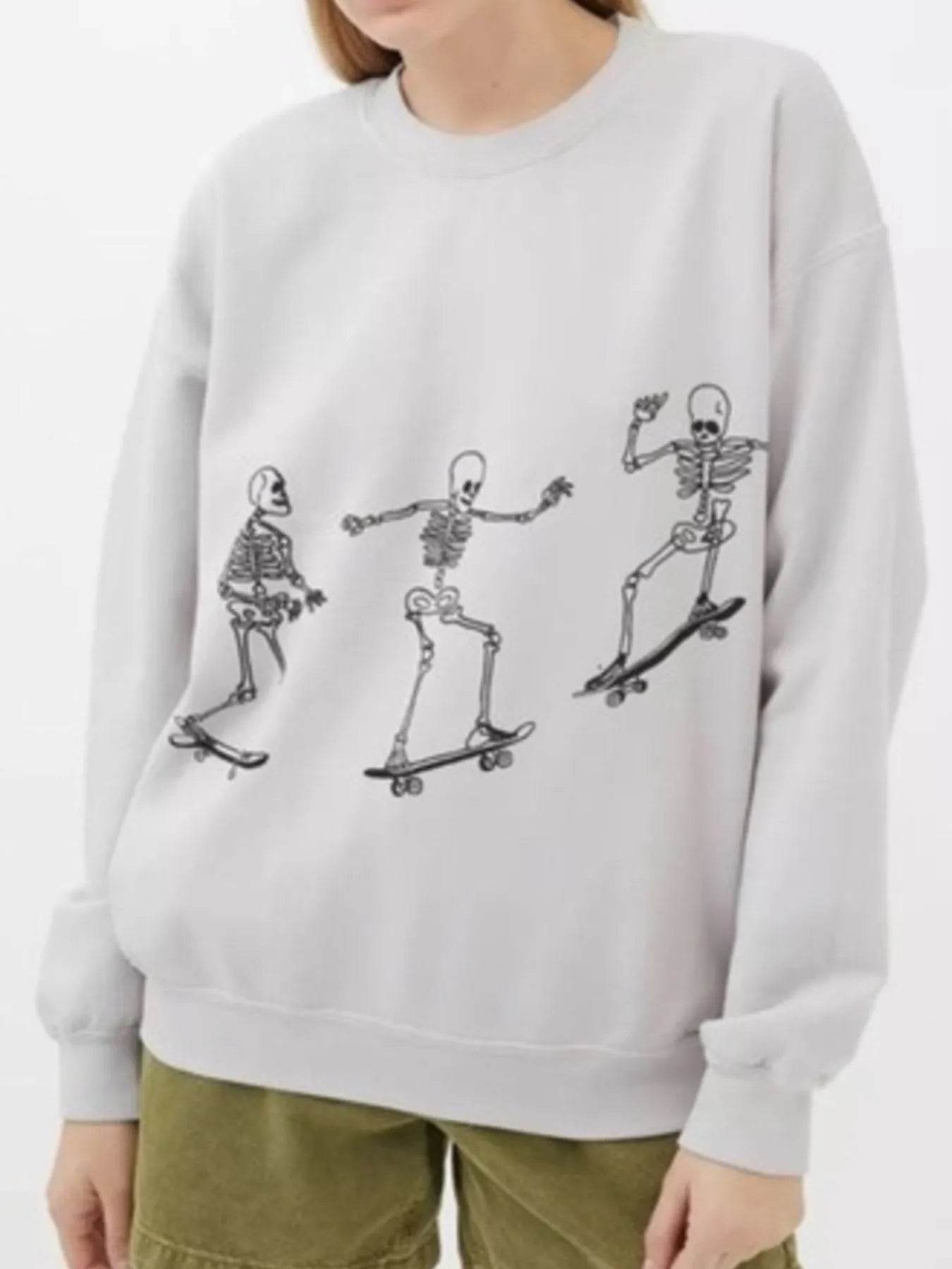 Skeleton Graphic Oversized Sweatshirt - IntuitiveEncBoutique