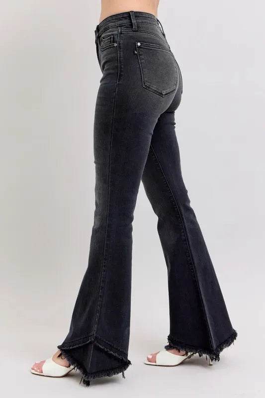 Judy Blue Full Size High Waist Flare W/ Mock Fray Tulip Hem Plus Size - IntuitiveEncBoutique