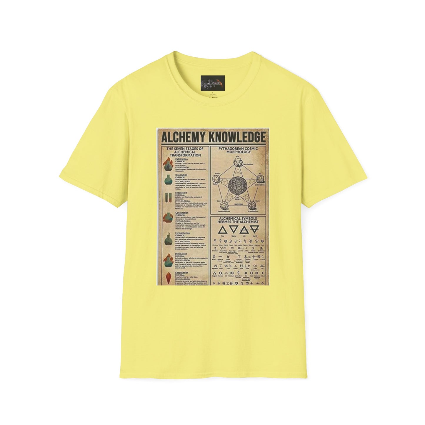 Alchemy Knowledge Unisex T-Shirt, Vintage-style Graphic Tee, Gift for Historians, Science Lovers, Unique Learning Shirt, Educational Apparel