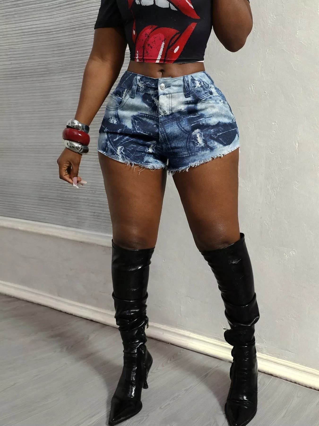 Raw Hem Denim Shorts - IntuitiveEncBoutique