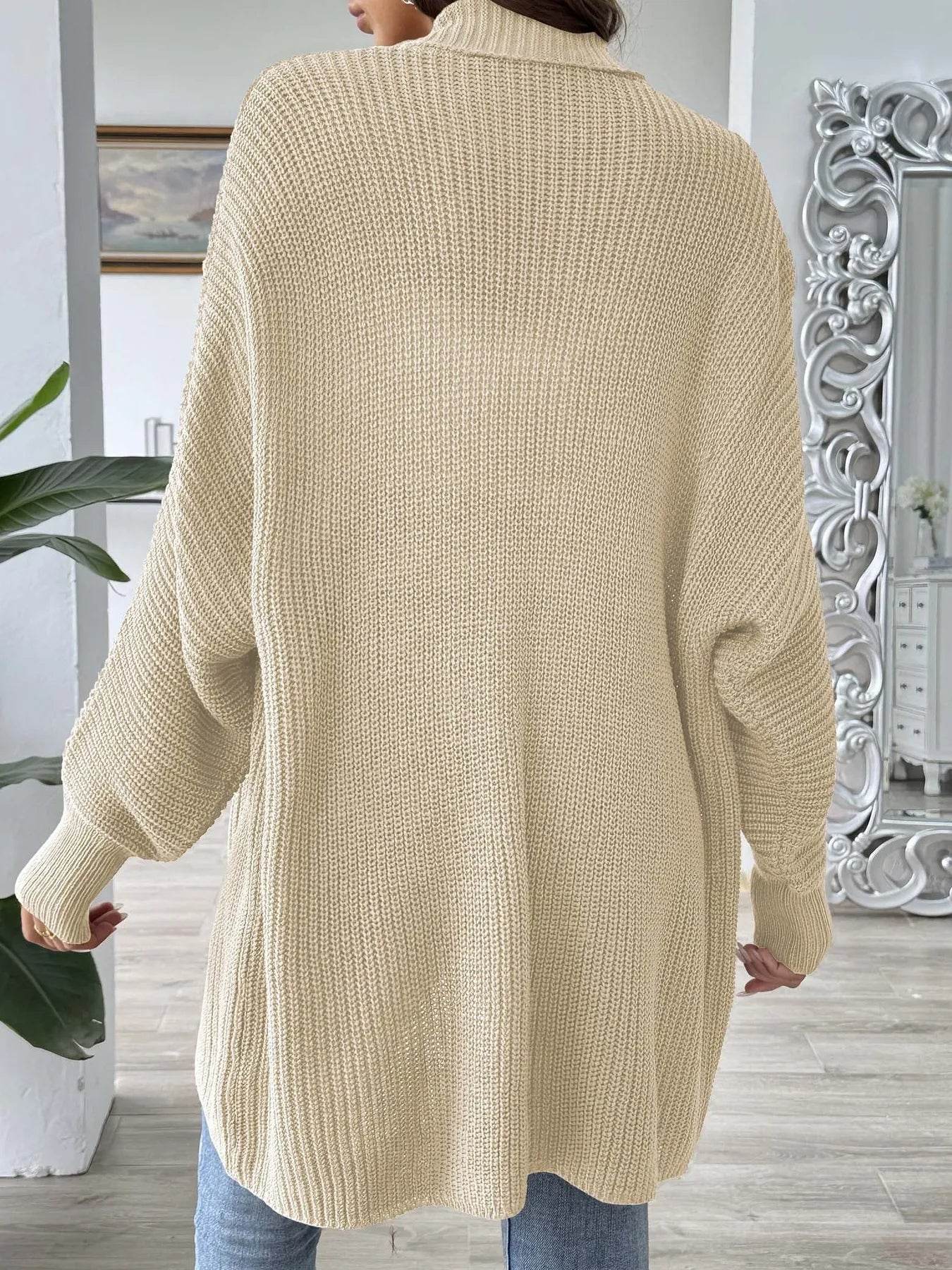 Oversized Knit Open Front Cardigan - IntuitiveEncBoutique