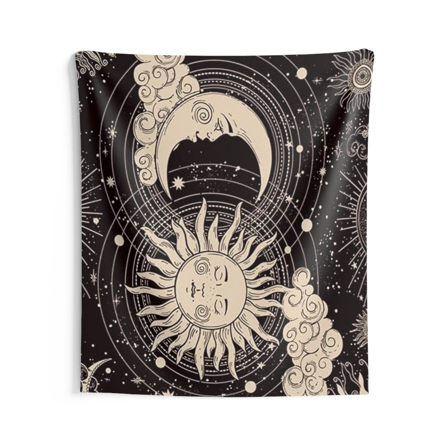 Celestial Sun and Moon Wall Tapestry - Boho Home Decor, Cosmic Wall Hanging, Astrology Room Decor, Sun and Moon Art, Celestial Decor - IntuitiveEncBoutique