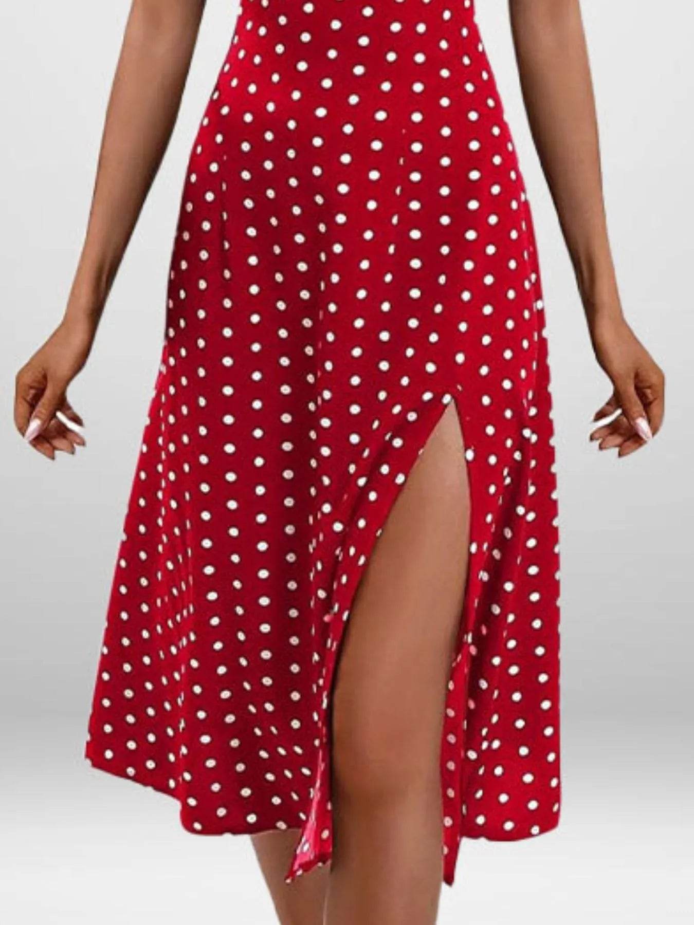 Full Size Slit Printed Cami Midi Dress Plus Size - IntuitiveEncBoutique