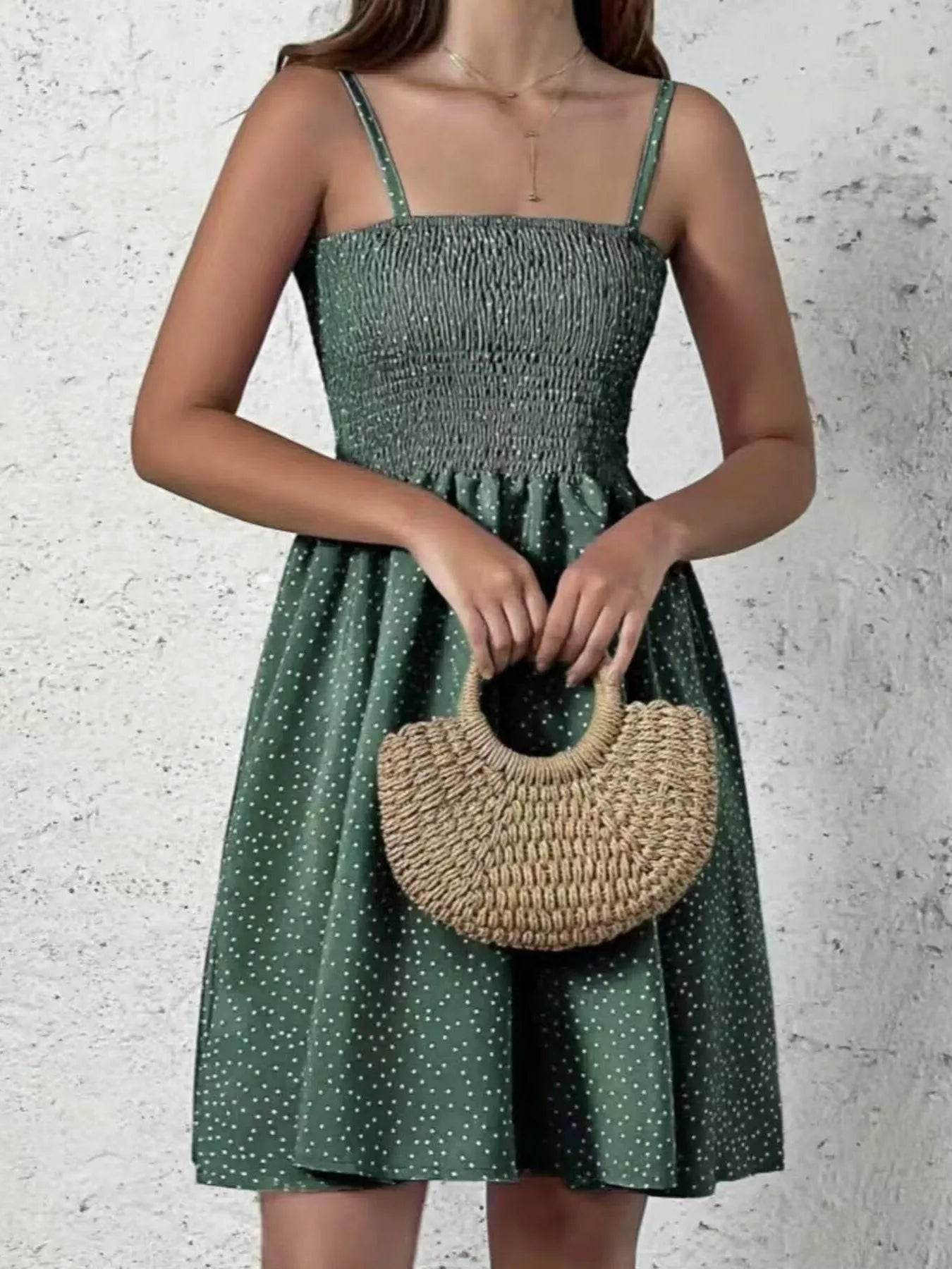 Full Size Smocked Square Neck Cami Dress Plus Size - IntuitiveEncBoutique