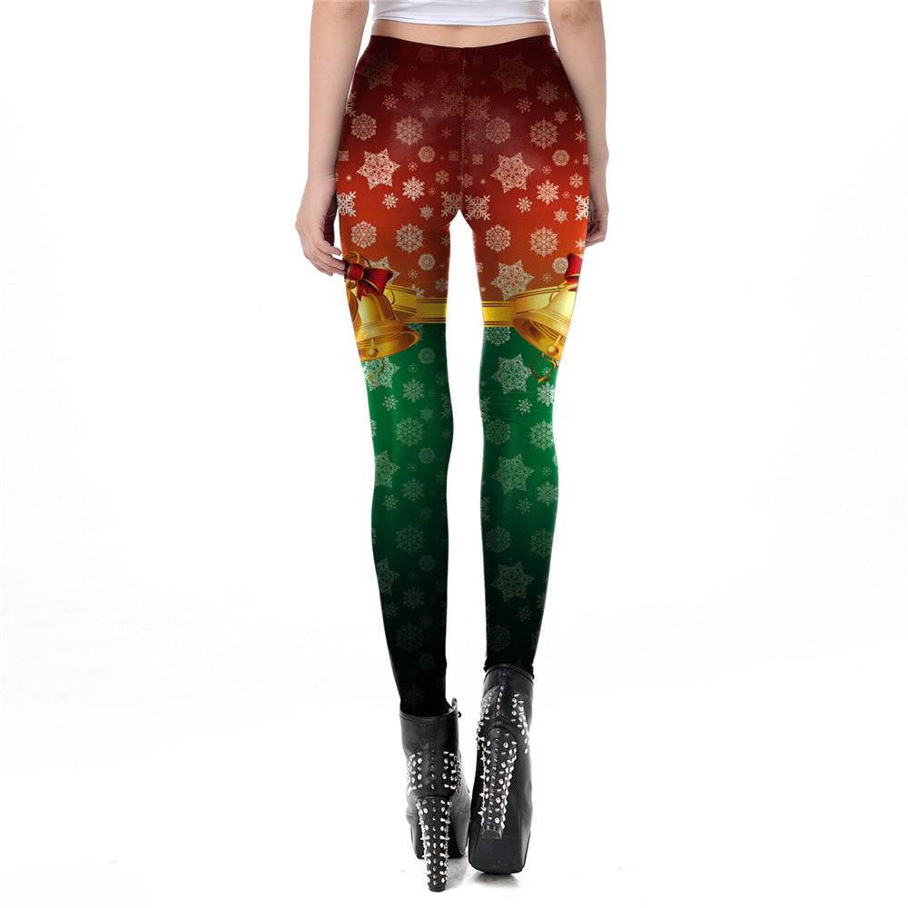 Christmas Bell Bowknot Festival Fitness Legging - IntuitiveEncBoutique