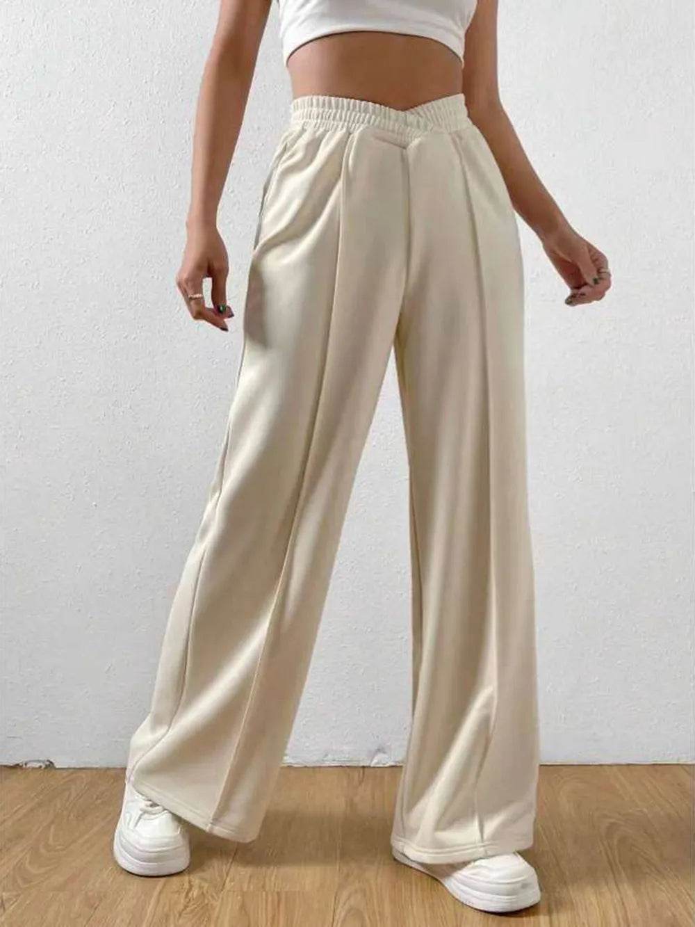 Elastic Waist Wide Leg Pants - IntuitiveEncBoutique