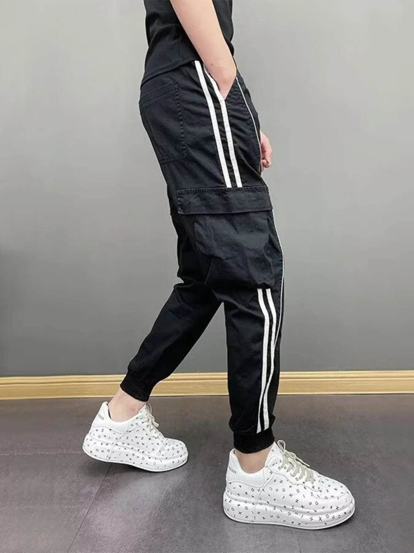 Men's Plus Size Side Striped Joggers pants - IntuitiveEncBoutique