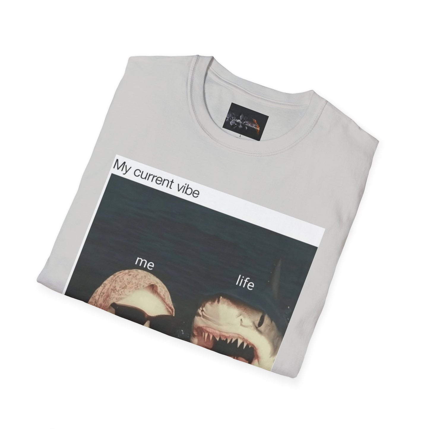 My Current Vibe T-Shirt, Funny Cat Shark Tee for Casual Outings, Unique Gift for Cat Lovers, Summer Style, Chill Vibes