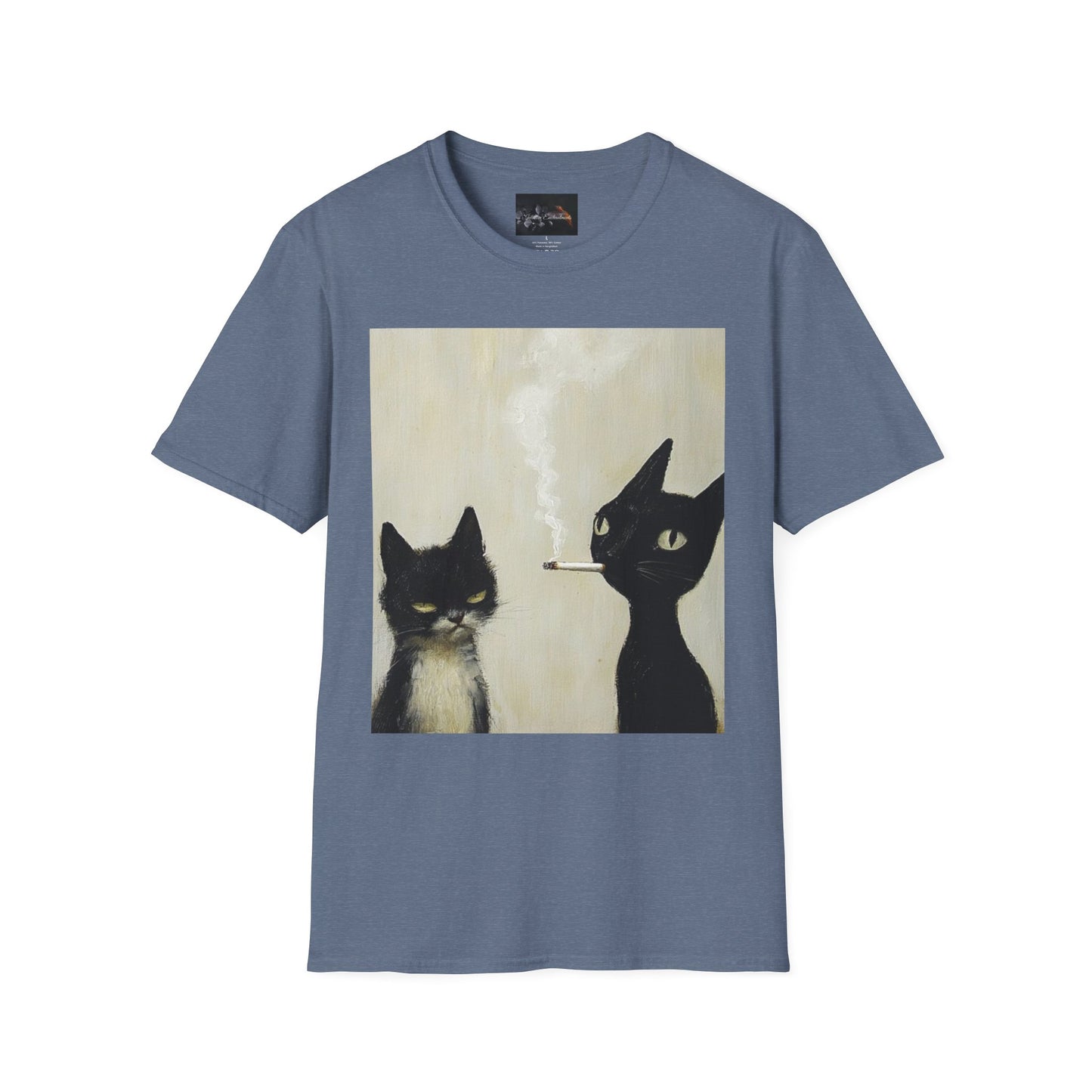Cool Cat Art Unisex Softstyle T-Shirt, Vintage Cat Illustration, Perfect Gift for Cat Lovers, Casual Streetwear, Unique Pet Tee