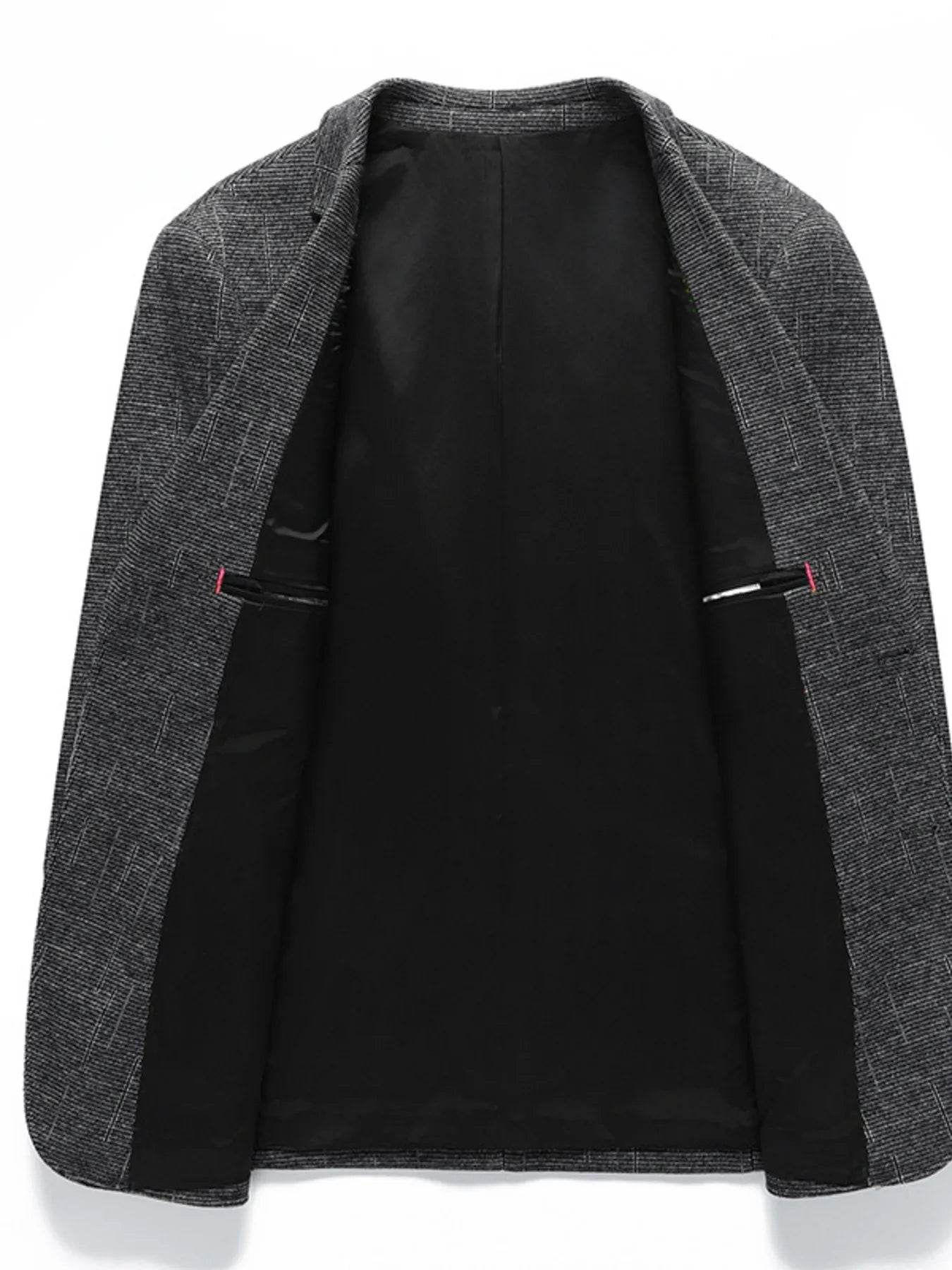 Men's Single-Breasted Tweed Blazer - IntuitiveEncBoutique