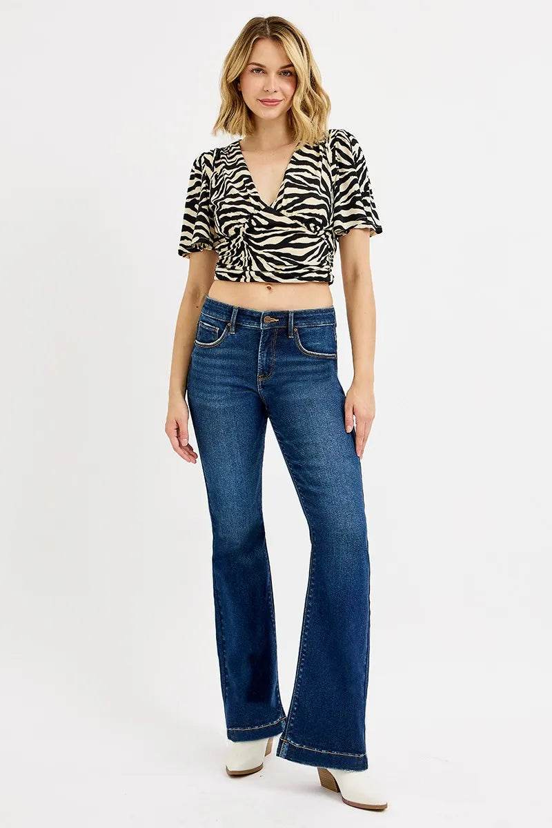 RISEN Full SIze Tummy Control Mid Rise Flare Jeans Plus SIze - IntuitiveEncBoutique