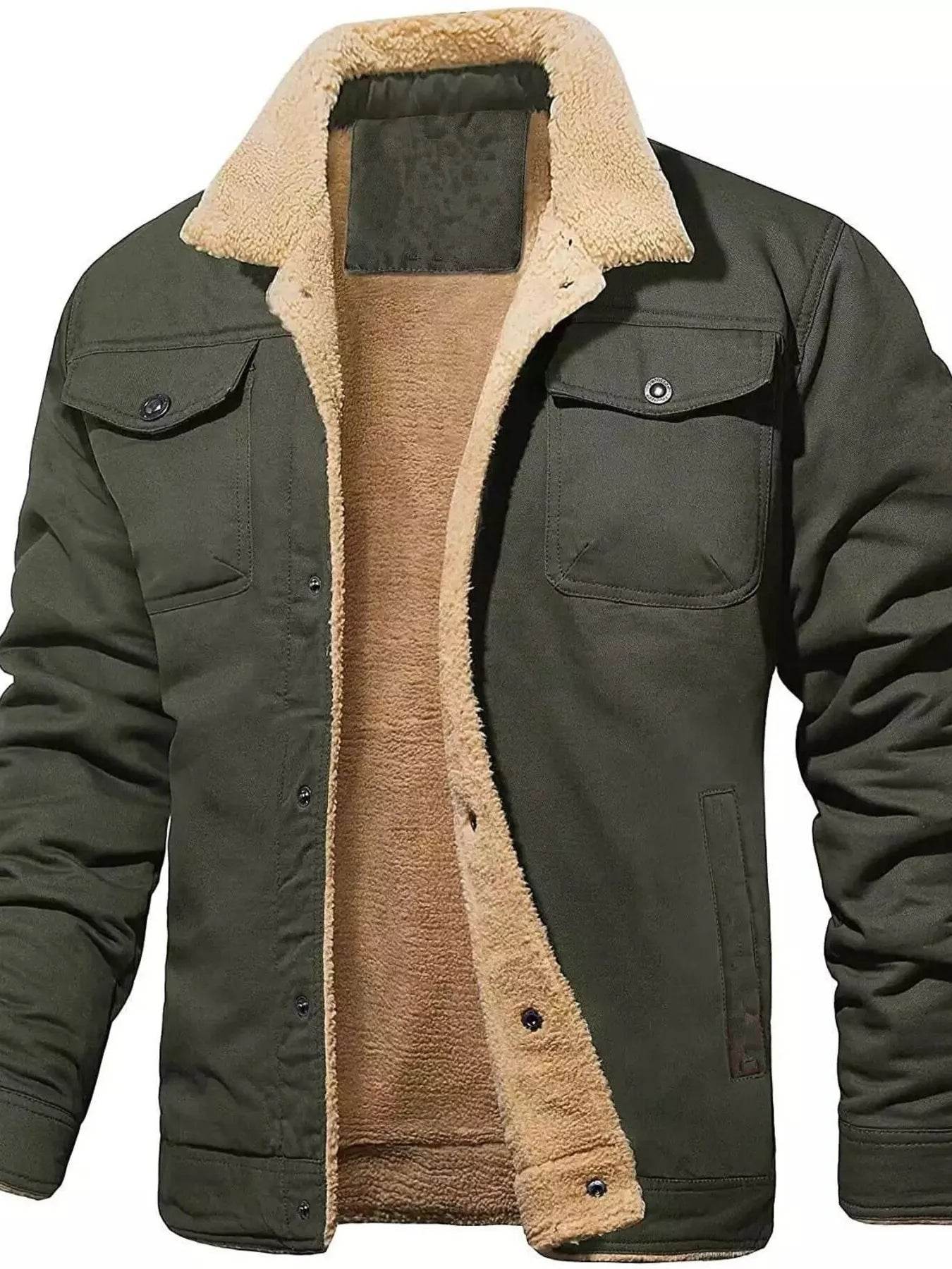 Men's Full Size Sherpa Lined Long Sleeve Jacket Plus Size - IntuitiveEncBoutique
