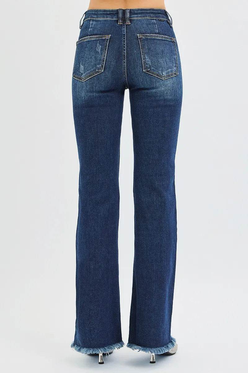 RISEN Full Size Tummy Control Mid Rise Flare Jeans Plus Size - IntuitiveEncBoutique