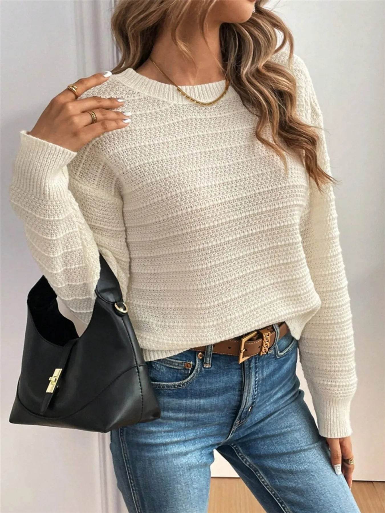 Round Neck Bow-Back Knit Top - IntuitiveEncBoutique