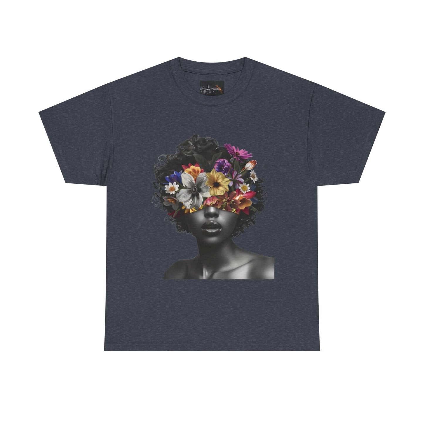 Floral Goddess Unisex Heavy Cotton Tee | Flower Graphic Tee, Boho Style, Casual Wear, Unique Gift, Art Tee