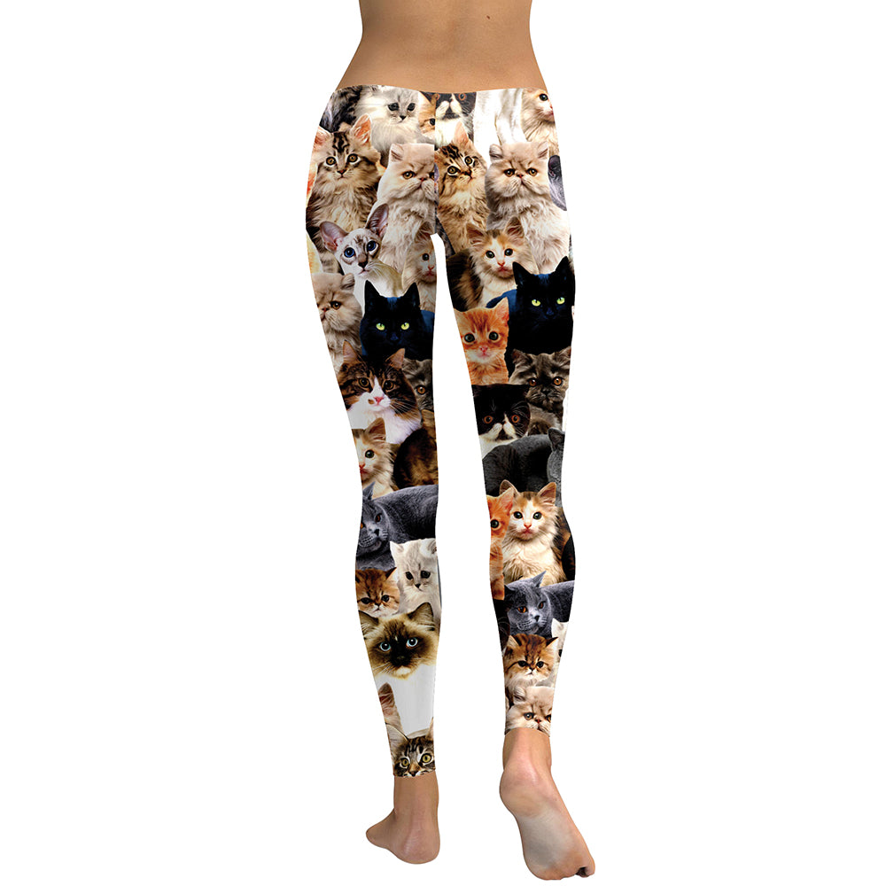 Lovely Cat Holographic Digital Print Fitness legging High Waist Workout Pants Casual Street Leggings